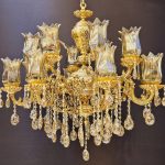 لوستر برنجی دو گل بزرگ سلطنتی