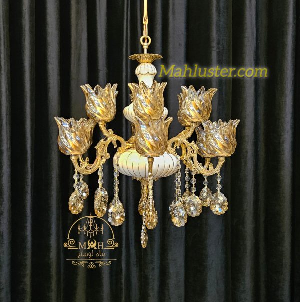لوستر کلاسیک سرامیکی 12شعله برنج - Image 3