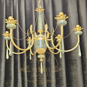 لوستر ویشکا 6شاخه سنگ و برنج