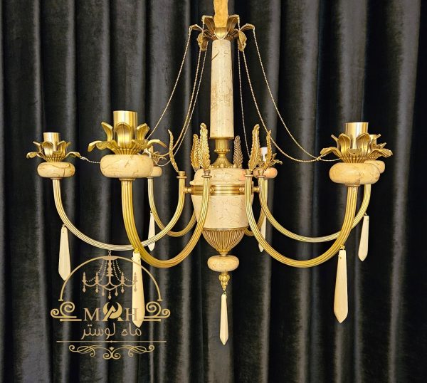 لوستر سنگ و برنج ویشکا 6 شاخه - Image 1