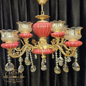 لوستر ترکیبی گلناز سرامیک و برنج