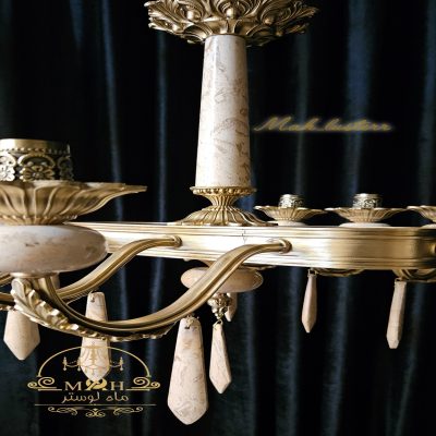 لاینر 8 شاخه مدل الین برنج و سنگ -ماه لوستر