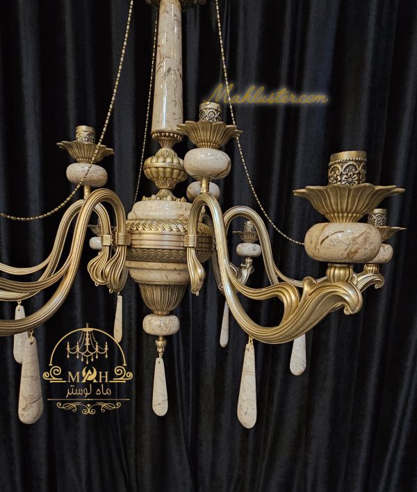 لوستر جدید ترکیبی برنز و سنگ ژینا 6 شاخه - Image 2