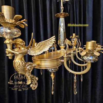 لاینر 10 شعله برنج و کریستال ماه لوستر